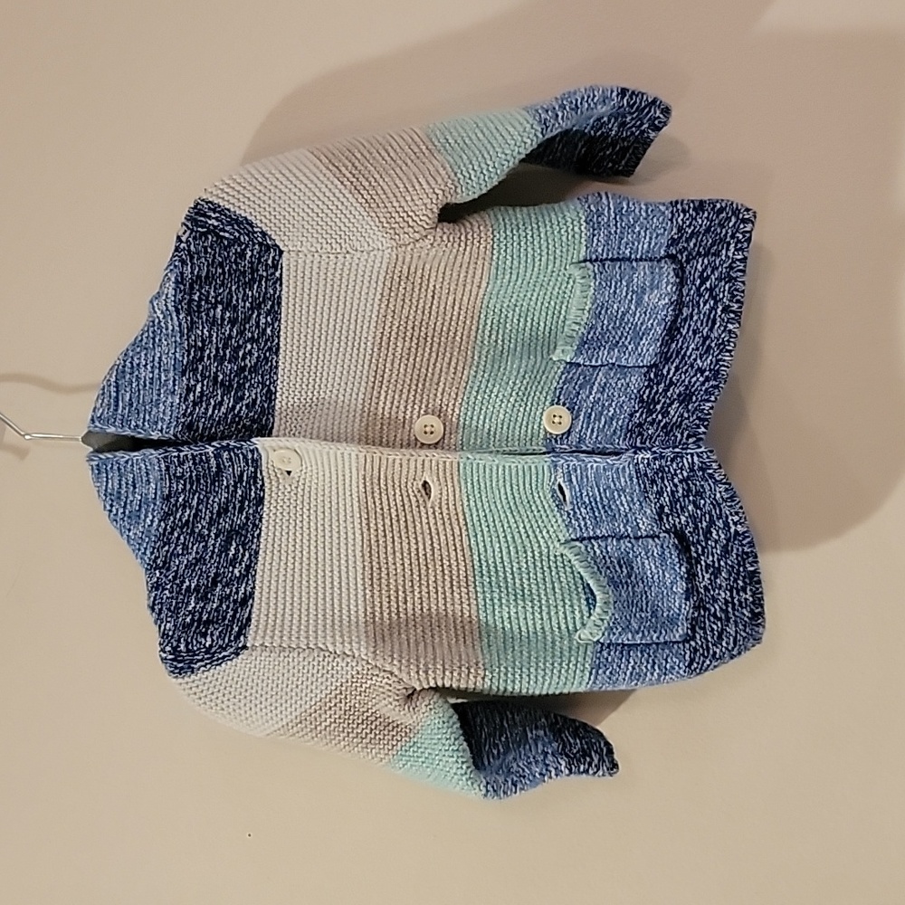 Baby Gap Sweater Stripe blue with Bear ears hood 6-12 months